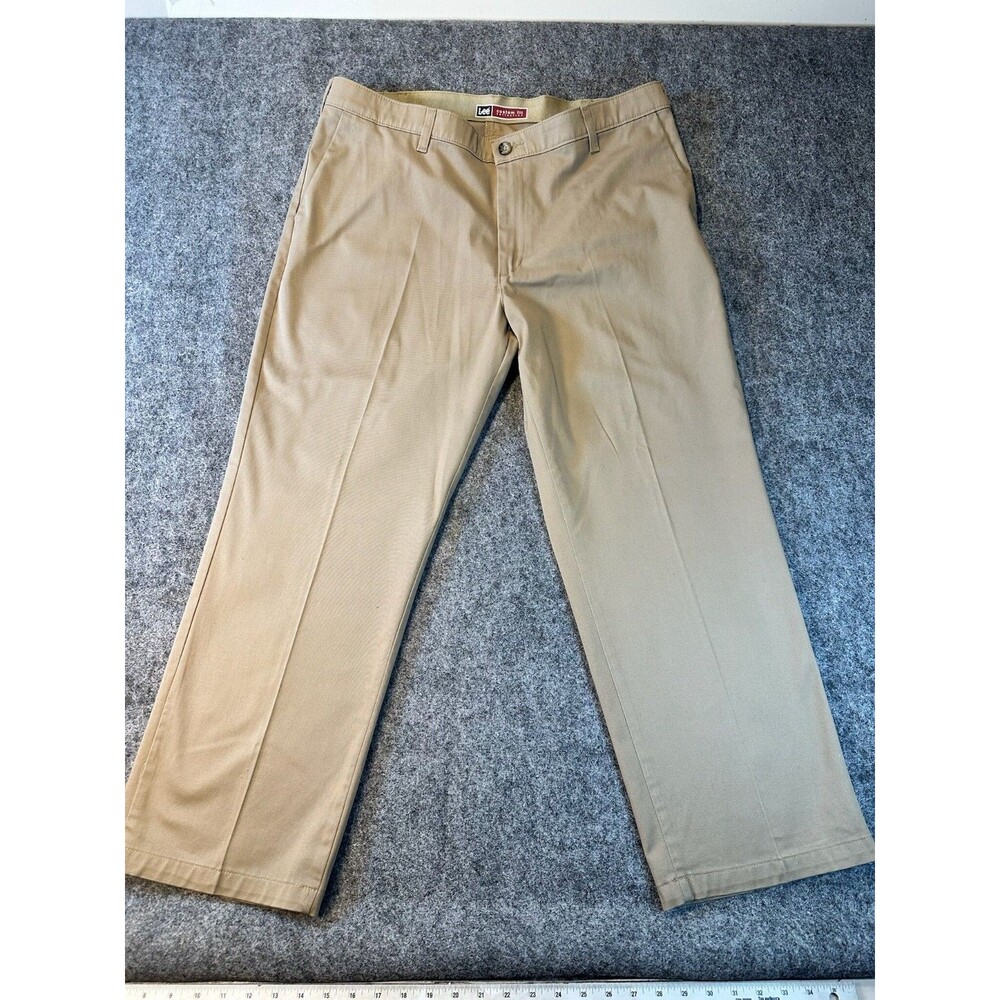 Lee Mens Slacks Size 36x29 XL Tan Custom Fit Dress Pants Office Casual Preppy